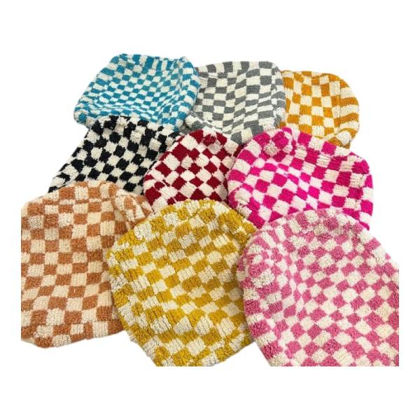 Nieuwe geblokte Berberpoef alle kleuren